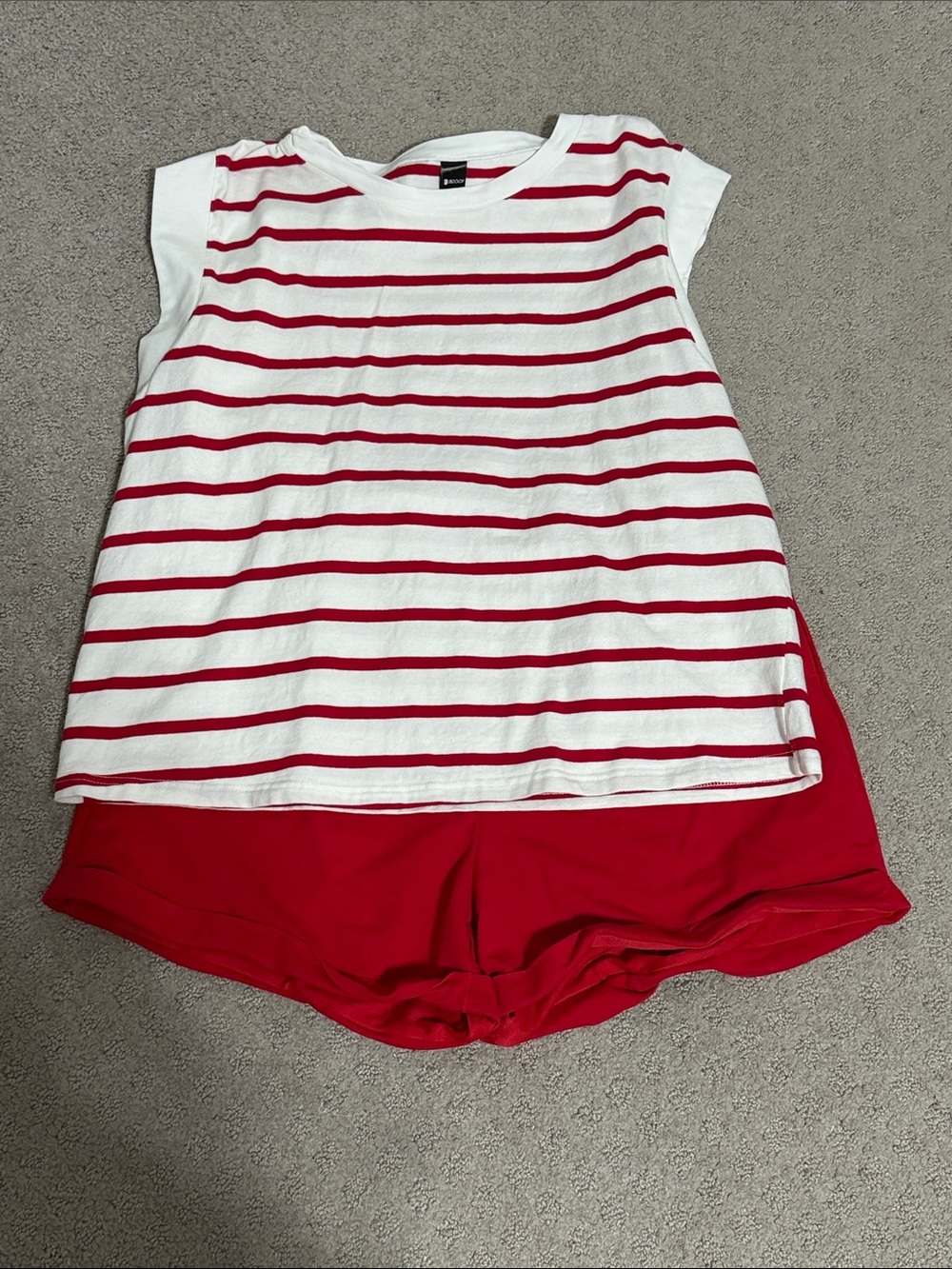 Striped Red & White Short Sleeve Tee - Casual Women's set